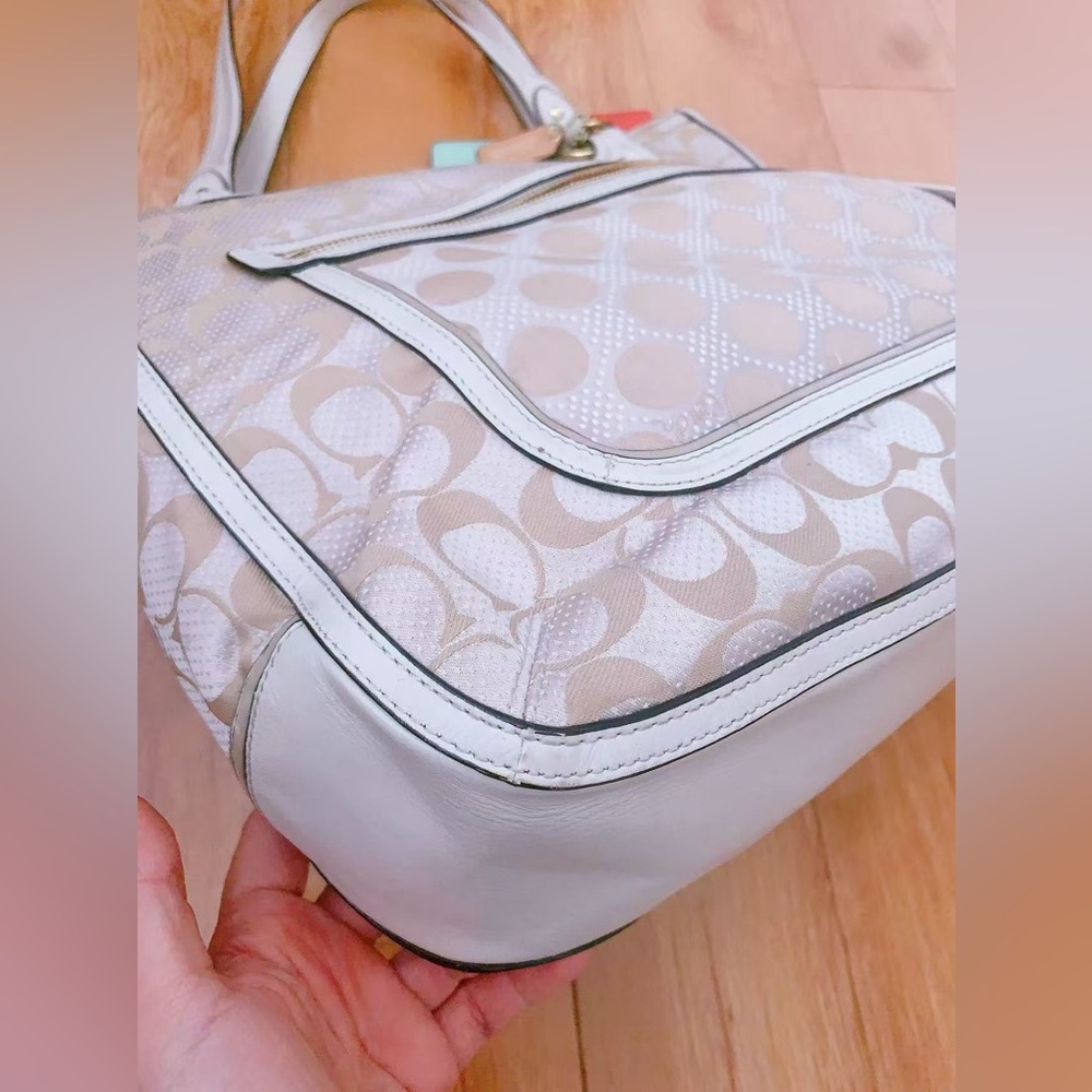Vintage coach Poppy Hallie Signature Tote Bag polka dot pattern zippered pocket‎ - Picture 11 of 16